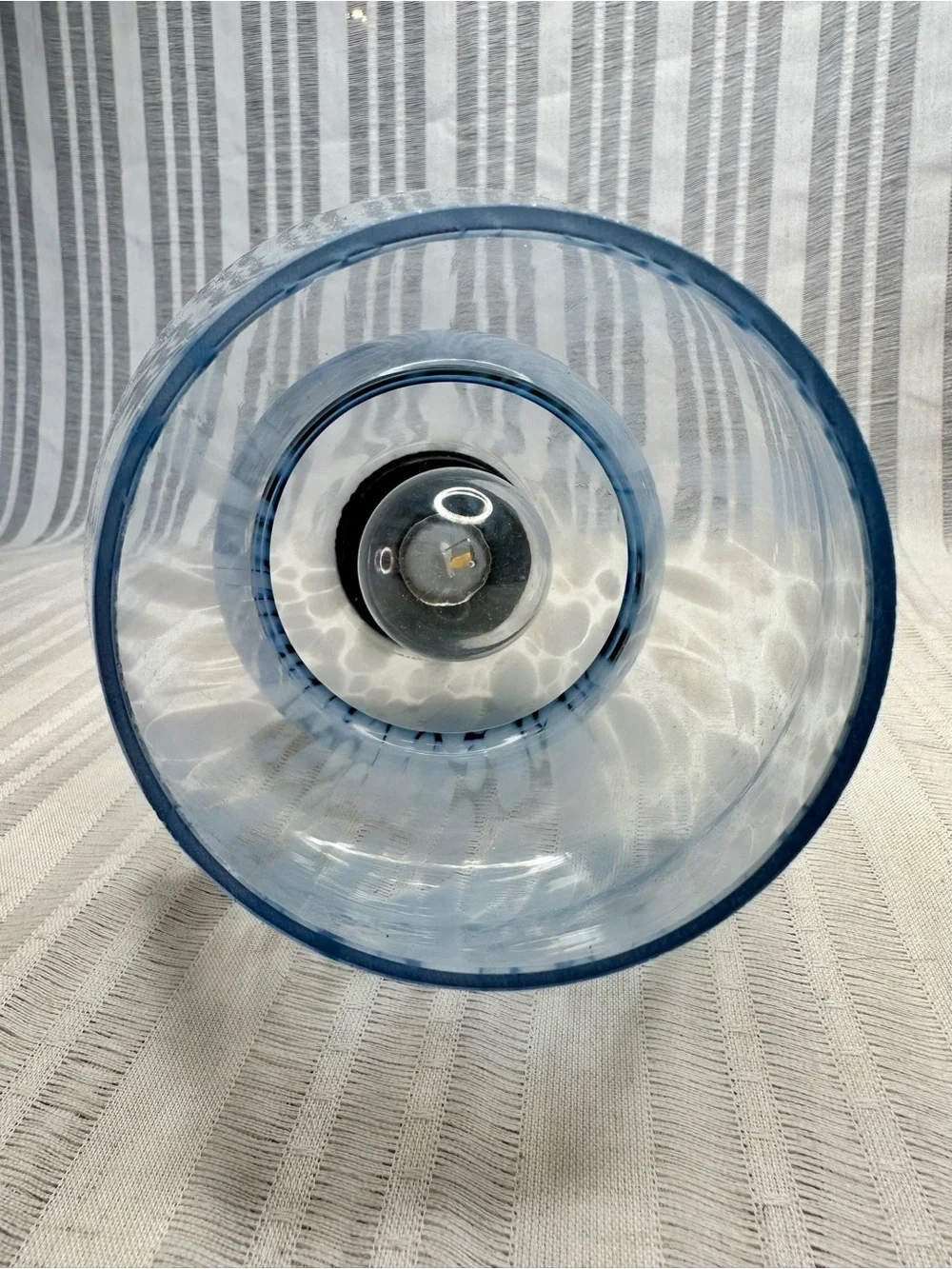 Handblown Mushroom Table Lamp in White and Blue